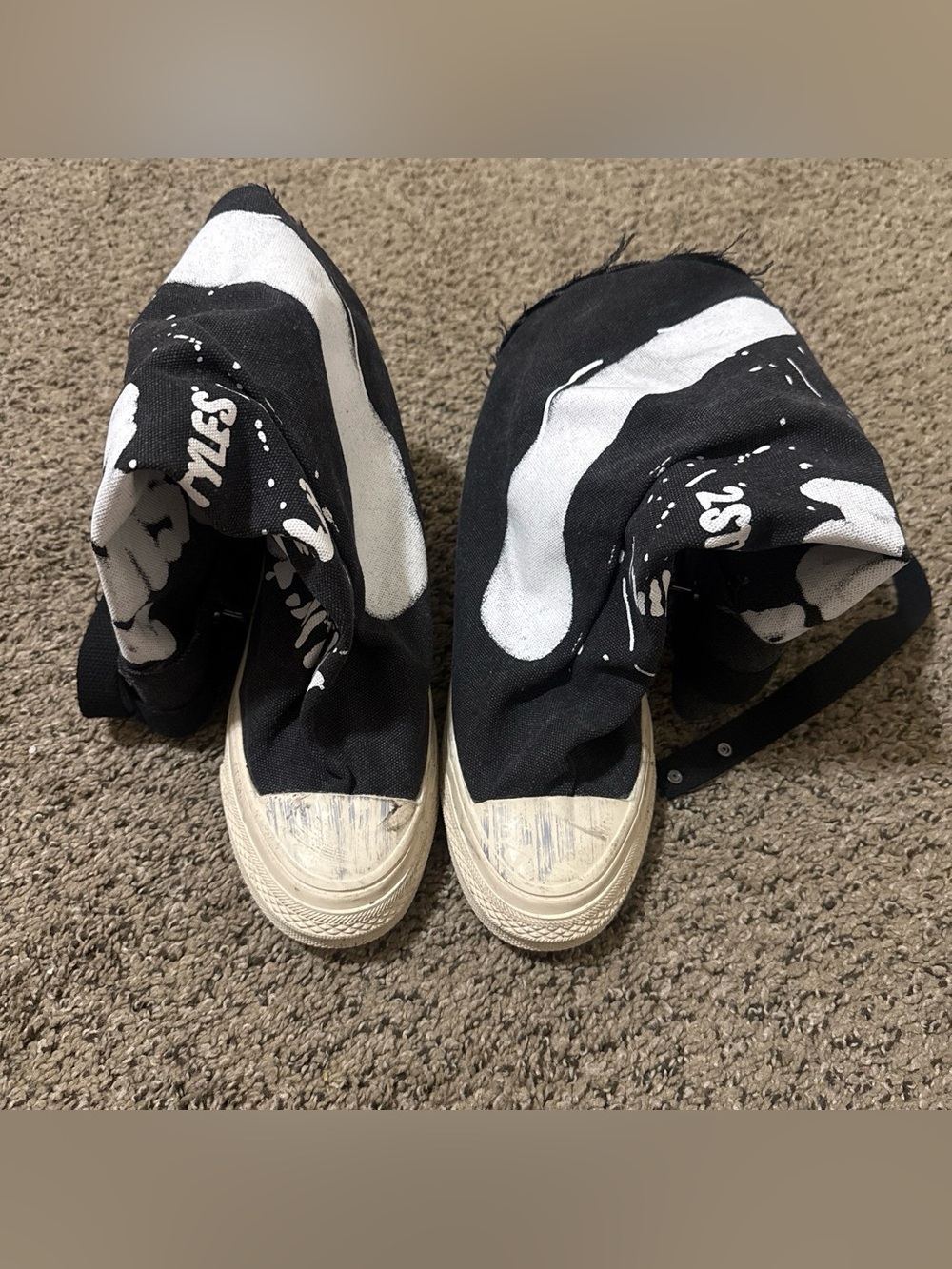 Black and White Canvas High-Top Sneakers